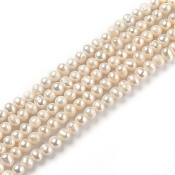 Bisque Natural Cultured Freshwater Pearl Beads Strands, Potato, Bisque, 4.5x4~5.5mm, Hole: 0.5mm, about 80pcs/strand, 13.78 inch(35cm)