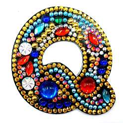 Letter Q DIY Colorful Initial Letter Keychain Diamond Painting Kits, Including Acrylic Board, Bead Chain, Clasps, Resin Rhinestones, Pen, Tray & Glue Clay, Letter.Q, 60x50mm
