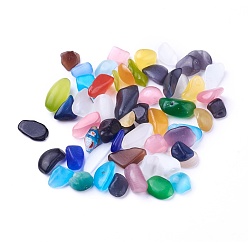 Mixed Color Cat Eye Beads, Undrilled/No Hole, Chips, Mixed Color, 9~18x7~9x5~6mm, about 100g/bag