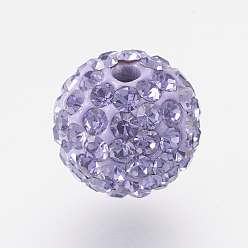 539_Tanzanite Czech Rhinestone Beads, PP8(1.4~1.5mm), Pave Disco Ball Beads, Polymer Clay, Round, 539_Tanzanite, 7.5~8mm, Hole: 1.8mm, about 80~90pcs rhinestones/ball