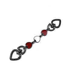 Dark Red Alloy Enamel Heart Bag Strap Extenders, with Swivel Clasps, for Bag Replacement Accessories, Gunmetal, Dark Red & White, 17cm