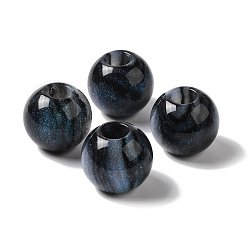 Black Resin Glitter Large Hole Beads, Rondelle, Black, 24.5x21.5~22mm, Hole: 8.5mm