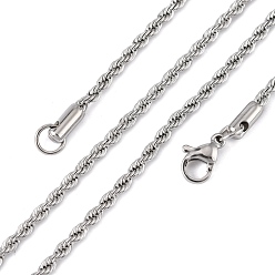 Stainless Steel Color 304 Stainless Steel Rope Chain Necklaces, Stainless Steel Color, 17.7 inch(45cm), 2.3mm