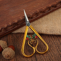 Golden Stainless Steel Craft Scissors, with Rhinestone, Embroidery Scissors, Tea Art Scissors, Golden, 100x55mm