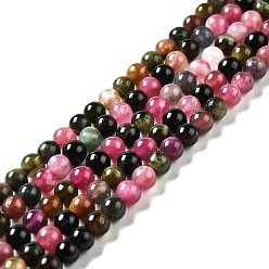 Tourmaline Brins de perles de tourmaline colorées naturelles, Grade a, ronde, 4.5~5mm, Trou: 0.8mm, Environ 89 pcs/chapelet, 15.35'' (39 cm)