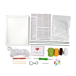 Mixed Color Sunflower Yarn Knitting Beginner Kit, including Photo Frame Stand, Yarn, PP Cotton Stuffing Fiber, Ribbon, Plastic Locking Stitch Marker & Crochet Hooks & Needle, Mixed Color