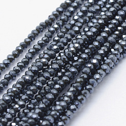 Dark Slate Gray Electroplate Glass Beads Strands, Full Rainbow Plated, Faceted, Rondelle, Dark Slate Gray, 2.5x1.5mm, Hole: 0.5mm, about 197~201pcs/strand, 12.9 inch(33cm)