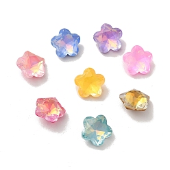 Color mezclado Cabujones de diamantes de imitación de vidrio estilo mocha k, puntiagudo espalda y dorso plateado, facetados, flor del ciruelo, color mezclado, 9 mm