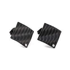 Electrophoresis Black 304 Stainless Steel Stud Earring Finding, with Hole, Rhombus, Electrophoresis Black, 16.5x16.5x1.5mm, Hole: 1.4mm, Pin: 0.8mm