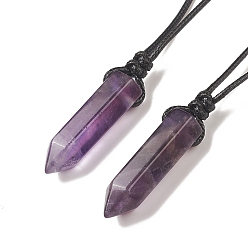 Amethyst Natural AmethystPendant Necklaces, with Waxed Cord, bullet, 16.14~32.68 inch(41~83cm)