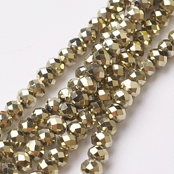 Antique Bronze Plated Electroplate Glass Beads Strands, Full Plated, Faceted, Rondelle, Antique Bronze Plated, 4~4.5x3mm, Hole: 0.5mm, about 130~135pcs/strand, 15.5~16 inch(39~40cm)