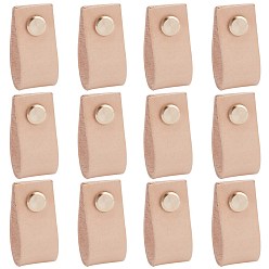 Beige Rectangle Leather Drawer Handles, with Iron Screw, Beige, 20x100x2mm
