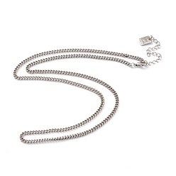 Antique Silver Brass Curb Chain Necklaces, with Lobster Claw Clasps, Long-Lasting Plated, Word Good Luck, Antique Silver, 20-3/8 inch(51.8cm)