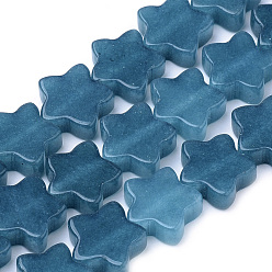 Стально-синий Бусины из натурального белого нефрита, окрашенные, звезда, стальной синий, 12x12x4~5 мм, отверстие : 1 мм, около 20 шт / нитка, 8.26 дюйм