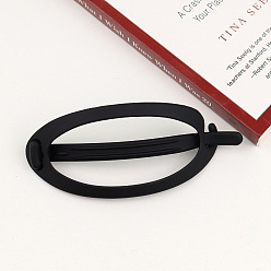 Black Plastic Hair Barrettes, Frog Buckle Hairpin for Women, Girls, Oval, Black, 121x52x11mm