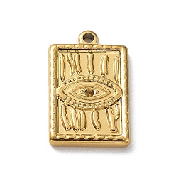 Real 18K Gold Plated Ion Plating(IP) 304 Stainless Steel Pendant Rhinestone Settings, Rectangle with Eye, Real 18K Gold Plated, Fit for 1mm Rhinestone, 20.5x13x2.5mm, Hole: 1.6mm