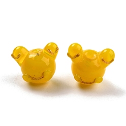 Goldenrod Handmade Lampwork Beads, Frog, Goldenrod, 14~14.5x15~17x12~13mm, Hole: 1.4~2mm