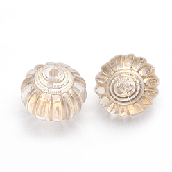 Clair Perles acryliques plaquées, métal enlacée, lanterne, clair, 14x14mm, trou: 1.5 mm, environ 402 pcs / 500 g
