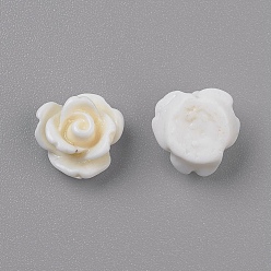 White Resin Cabochons, Flower, White, 10x6.5mm