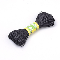 Negro Cordón de satén de poliéster rattail, para anudar chino, producir joyería, negro, 1.5 mm, aproximadamente 21.87 yardas (20 m) / paquete, 10 paquetes / bolsa