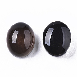 Black Translucent Glass Cabochons, Color will Change with Different Temperature, Flat Oval, Black, 10.5x8.5x6mm