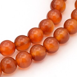 Carnelian Gemstone Beads Strands, Natural Carnelian, Dyed, Round, 6mm, Hole: 0.8mm, 15~16 inch