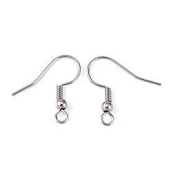 Stainless Steel Color 316 Surgical Stainless Steel Earring Hooks, with Horizontal Loop, Stainless Steel Color, 20.5x20x3mm, Hole: 2.5x2mm, 21 Gauge, Pin: 0.7mm