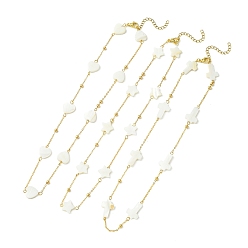 Золотой 3 шт. 3 стильные ожерелья-цепочки из натуральных ракушек с бисером и латунными золотыми кабельными цепочками, сердце и звезда и крест, золотые, 17.72 дюйм (45 см), 1 шт / стиль