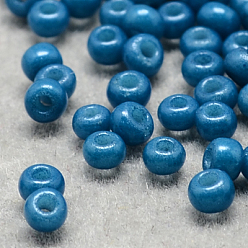 Стально-синий 12/0 круглый стеклянный бисер класса А, спекающийся лак, стальной синий, 12/0, 2x1.5 мм, отверстие : 0.7 мм, около 30000 шт / упаковка
