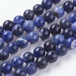 Sodalite Natural Sodalite Beads Strands, Round, 10mm, Hole: 1mm
