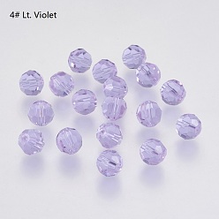 Pourpre Moyen Imitations de perles de cristal autrichien, grade de aaa, à facettes (32 facettes), ronde, support violet, 6mm, Trou: 0.7~0.9mm