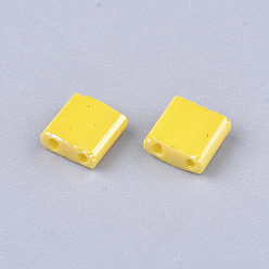 Золотистый 2 бисер матовый стеклянный непрозрачный, lustered, прямоугольные, золотые, 5x4.5~5.5x2~2.5 мм, отверстие : 0.5~0.8 мм