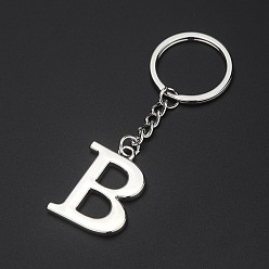 Letter B Platinum Plated Alloy Pendant Keychains, with Key Ring, Letter, Letter.B, 3.5x2.5cm