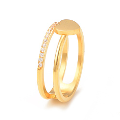 Настоящее золото 14K Кольцо на палец с кристаллами и стразами, ионное покрытие (ip) 304 ювелирные изделия из нержавеющей стали для женщин, реальный 14 k позолоченный, внутренний диаметр: 17 мм
