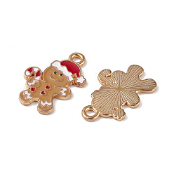 Chameau Noël pendentifs émail en alliage, charme de bonhomme en pain d'épice, or et de lumière, chameau, 20x13x1mm, Trou: 2mm