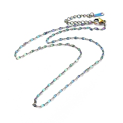 Rainbow Color Placage ionique (ip) 304 collier de chaîne en acier inoxydable pour hommes femmes, couleur arc en ciel, 15.51 pouce (39.4 cm)