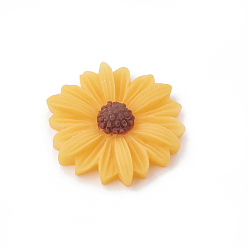 Gold Resin Cabochons, Flower/Daisy, Gold, 23x22x7mm