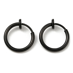 Noir 304 acier inoxydable boucles d'oreilles clips sur, pas de boucles d'oreilles perçantes, noir, 14.5x13x4.5mm