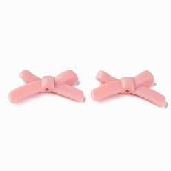 Salmon Opaque Acrylic Beads, Bowknot, Salmon, 20x34x5.5mm, Hole: 1.8mm, about 435pcs/500g