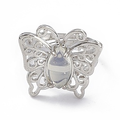 Opalite Opalite Butterfly Adjustable Ring, Platinum Brass Jewelry for Women, Cadmium Free & Lead Free, US Size 8 1/2(18.5mm)
