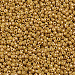 Vara de Oro 11/0 calificar unas cuentas redondas de semillas de vidrio, pintura para hornear, vara de oro, 2.3x1.5 mm, agujero: 1 mm, sobre 48500 unidades / libra