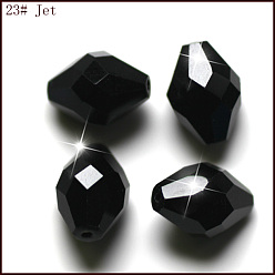Negro Imitación perlas de cristal austriaco, aaa grado, facetados, bicono, negro, 10x13 mm, agujero: 0.9~1 mm