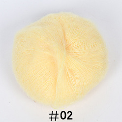 Lemon Chiffon 25g Angora Mohair Wool Knitting Yarn, for Shawl Scarf Doll Crochet Supplies, Lemon Chiffon, 1mm