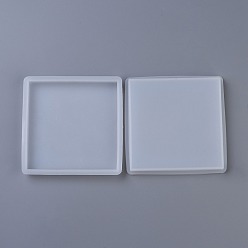 Blanco Moldes de silicona diy squre coaster, moldes de resina, para resina uv, fabricación de joyas de resina epoxi, blanco, 101x101x10 mm, diámetro interior: 91x91 mm