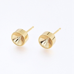 Golden 304 Stainless Steel Stud Earring Settings, for Pointed Back Rhinestone, Golden, Fit for 6mm Rhinestone, 14.5x7mm, Pin: 0.8mm
