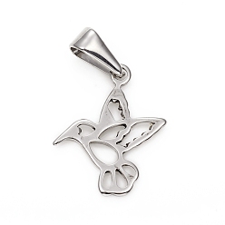 Stainless Steel Color 304 Stainless Steel Pendants, Bird, Stainless Steel Color, 20x16.5x1mm, Hole: 3x7.5mm