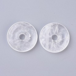 Cristal de Quartz Pendeloques de cristal de quartz naturel, pendentifs en cristal de roche, disque de donut / pi, largeur de l'anneau: 12~12.5 mm, 30~31x6~7mm, Trou: 6mm
