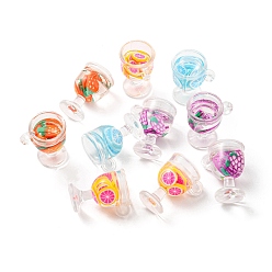 Mixed Color Translucent Resin Pendants, Drink Charms, Juice Cup, Mixed Color, 18.5x15.2x12mm, Hole: 2mm, about 10pcs/bag