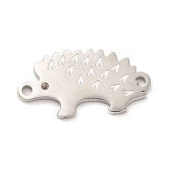 Stainless Steel Color 304 Stainless Steel Connector Rhinestone Settings, Hedgehog with Heart Pattern, Stainless Steel Color, Fit for 0.7mm Rhinestone, 9x17x1mm, Hole: 0.9mm and 1.2mm
