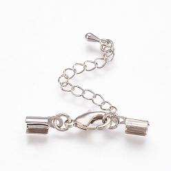 Platinum Brass Chain Extender, with Alloy Teardrop Charms, Platinum, 32mm